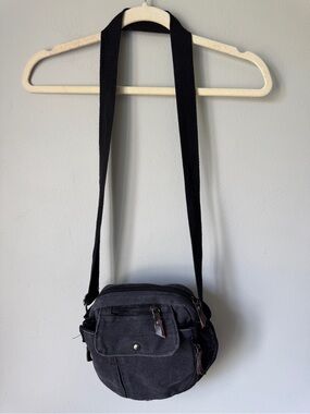 Source Unknown Black Canvas Messenger Crossbody Bag